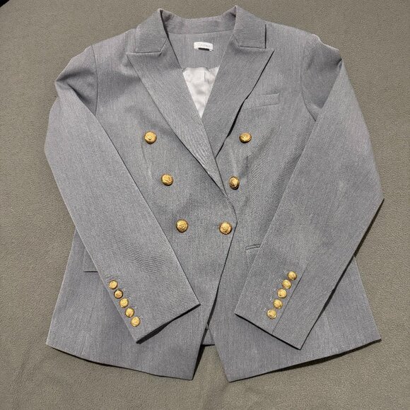 Lilysilk Jackets & Blazers - LILYSILK Gray Double Breasted Blazer Gold Buttons Women’s XL Silk Lined